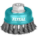 Perie de sârmă tip cupă TOTAL, fir răsucit, 100 mm, prindere M14x2