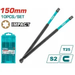 Set 10 biți de impact Torx T25, 150 mm, oțel S2, magnetici TOTAL