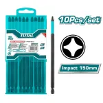 Set 10 biți de impact PH2 150 mm din oțel S2, TOTAL