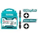 Set 10 biți de impact TOTAL PH2 65 mm din oțel S2, dublu cap