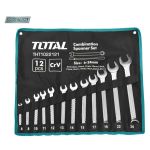 Set 12 chei combinate TOTAL Cr-V 6–24 mm, cu husa textila pentru transport