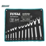 Set 12 chei combinate TOTAL Cr-V 6–24 mm, cu husa textila pentru transport