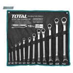 Set 12 chei inelare cu cot TOTAL Industrial 6–32 mm, Cr-V, cu husă