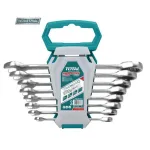 Set 8 chei combinate cu clichet TOTAL Industrial, Cr-V, 8–19 mm
