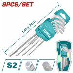 Set 9 chei imbus hexagonale TOTAL cu cap bilă, braț lung, 1.5–10 mm Cr-V