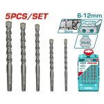 Set burghie rotopercutor SDS Plus TOTAL, 5 piese industrial, pentru beton