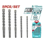 Set burghie rotopercutor SDS Plus TOTAL, 5 piese industrial, pentru beton