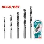 Set burghie spirală pentru lemn TOTAL, 5 bucăți, 3–8 mm