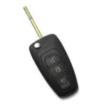 Carcasă cheie briceag Ford cu 3 butoane, lamă rabatabilă, neagră