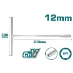 Cheie tubulară cu mâner în T TOTAL 12 mm, Cr-V, 200×310 mm, 6PT