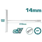 Cheie tubulară cu mâner în T TOTAL 14 mm, Cr-V, 200 x 310 mm, 6PT
