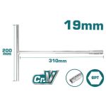 Cheie tubulară cu mâner în T TOTAL 19 mm, 200 x 310 mm, Cr-V 6PT