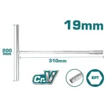 Cheie tubulară cu mâner în T TOTAL 19 mm, 200 x 310 mm, Cr-V 6PT