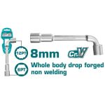 Cheie tubulară tip L TOTAL 8 mm, oțel Cr-V, industrială, corp întreg