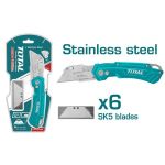 Cutter profesional TOTAL din inox 61x19 mm, cu 6 lame SK5 de rezervă
