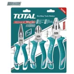 Set clești TOTAL 3 bucăți Cr-V: patent 200 mm, vârf ascuțit 160 mm, tăietor 160 mm