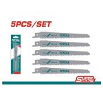 Set 5 lame pentru fierăstrău sabie pentru lemn, 150 mm, 6TPI - TOTAL