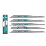 Set 5 lame fierăstrău sabie TOTAL pentru lemn cu cuie, 225 mm, 6TPI