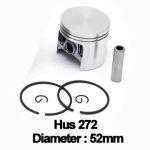 Piston complet pentru drujba Husqvarna 272, diametru 52 mm, bolt 12 mm
