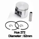 Piston complet pentru drujba Husqvarna 272, diametru 52 mm, bolt 12 mm