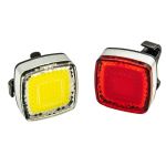 Set lumini bicicletă COB reîncărcabil USB, față + spate, 25 lumeni