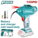 Compresor aer portabil TOTAL 20V Li-Ion, 150 PSI, fără acumulator și încărcător