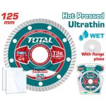 Disc diamantat ultrasubtire TOTAL 125 mm, pentru gresie si faianta, cu flansa 22,2 mm