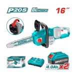 Drujbă cu acumulator TOTAL 40V (2x20V), lamă 16", 2 baterii 4Ah și încărcător