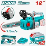 Drujbă pe acumulator TOTAL 20V, 12” (30 cm), brushless, cu 2 acumulatori și încărcător