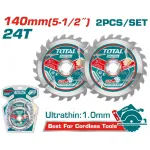 Set 2 pânze fierăstrău circular TCT pentru lemn TOTAL 140 mm, 24T