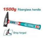 Ciocan de lăcătușerie Total 1500 g, cap forjat și mâner din fibră de sticlă