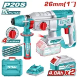Ciocan rotopercutor Total 20V, 2,5J, SDS Plus, brushless, cu 2 acumulatori 4Ah