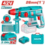 Ciocan rotopercutor TOTAL 42V SDS Plus, 26 mm, brushless, cu 2 acumulatori