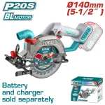 Fierăstrău circular de mână TOTAL 20V, 140 mm, brushless, fără acumulator