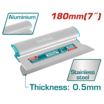 Gletieră inox TOTAL 180 mm pentru glet și finisaje, cu mâner din aluminiu