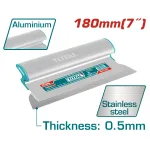 Gletieră inox TOTAL 180 mm pentru glet și finisaje, cu mâner din aluminiu