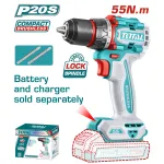 Mașină de găurit și înșurubat TOTAL 20V, brushless, 55Nm, mandrină 13 mm