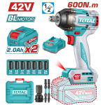Mașină de înșurubat cu impact TOTAL 42V, 1/2”, 600 Nm, 2 acumulatori