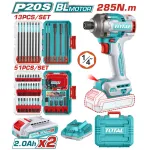 Mașină de înșurubat cu impact TOTAL 20V, 285Nm, 2x2.0Ah, 1/4"