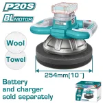 Mașină de polisat excentrică TOTAL 20V brushless, 254 mm, fără acumulator