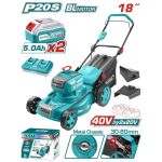 Mașină de tuns iarba TOTAL 40V (2x20V), 46 cm, 60L, cu 2 acumulatori 5Ah și încărcător