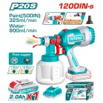 Pistol de vopsit Total 20V Li-Ion, recipient 1000 ml, cu acumulator 2Ah și încărcător
