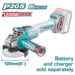 Polizor unghiular TOTAL 20V brushless, 125 mm, 1200W max, fără acumulator