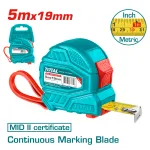 Ruletă de măsurat TOTAL 5 m x 19 mm, cu blocare și retragere rapidă