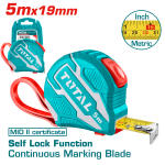 Ruletă TOTAL 5 m x 19 mm cu auto-blocare și retragere controlată, MID II