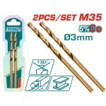 Set 2 burghie pentru metal TOTAL HSS M35 cu cobalt 5% 3 mm, 130°