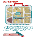 Set accesorii multitool Total, 23 piese, pentru tăiere, șlefuire și răzuire