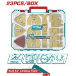 Set accesorii multitool Total, 23 piese, pentru tăiere, șlefuire și răzuire