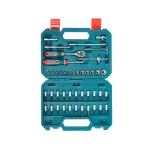 Trusă chei tubulare 1/4 TOTAL cu clichet, 46 piese Cr-V, cutie compactă