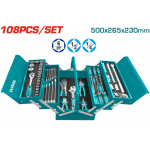 Trusă de scule TOTAL 108 piese, în cutie metalică, set industrial complet